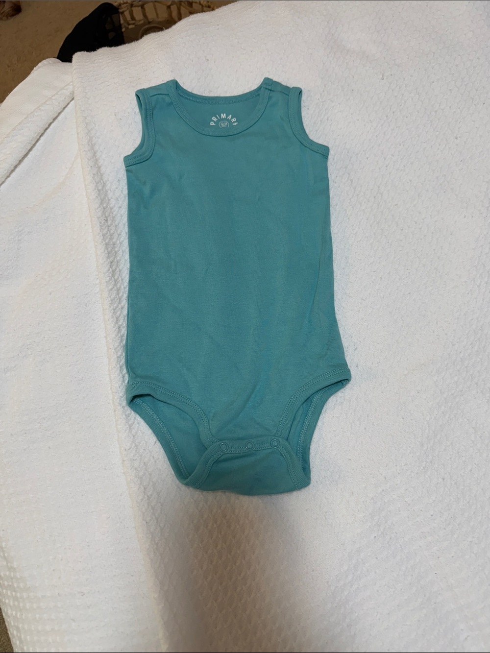 Primary Teal Sleeveless Baby Bodysuit